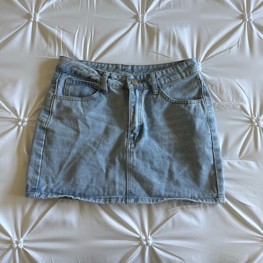 SHEIN Light Blue Denim Mini Skirt